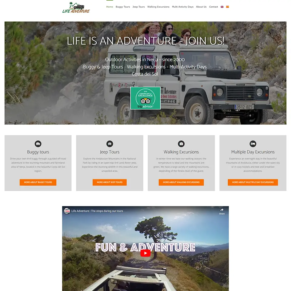 Portfolio Lifeadventure Website Nerja Costa del Sol